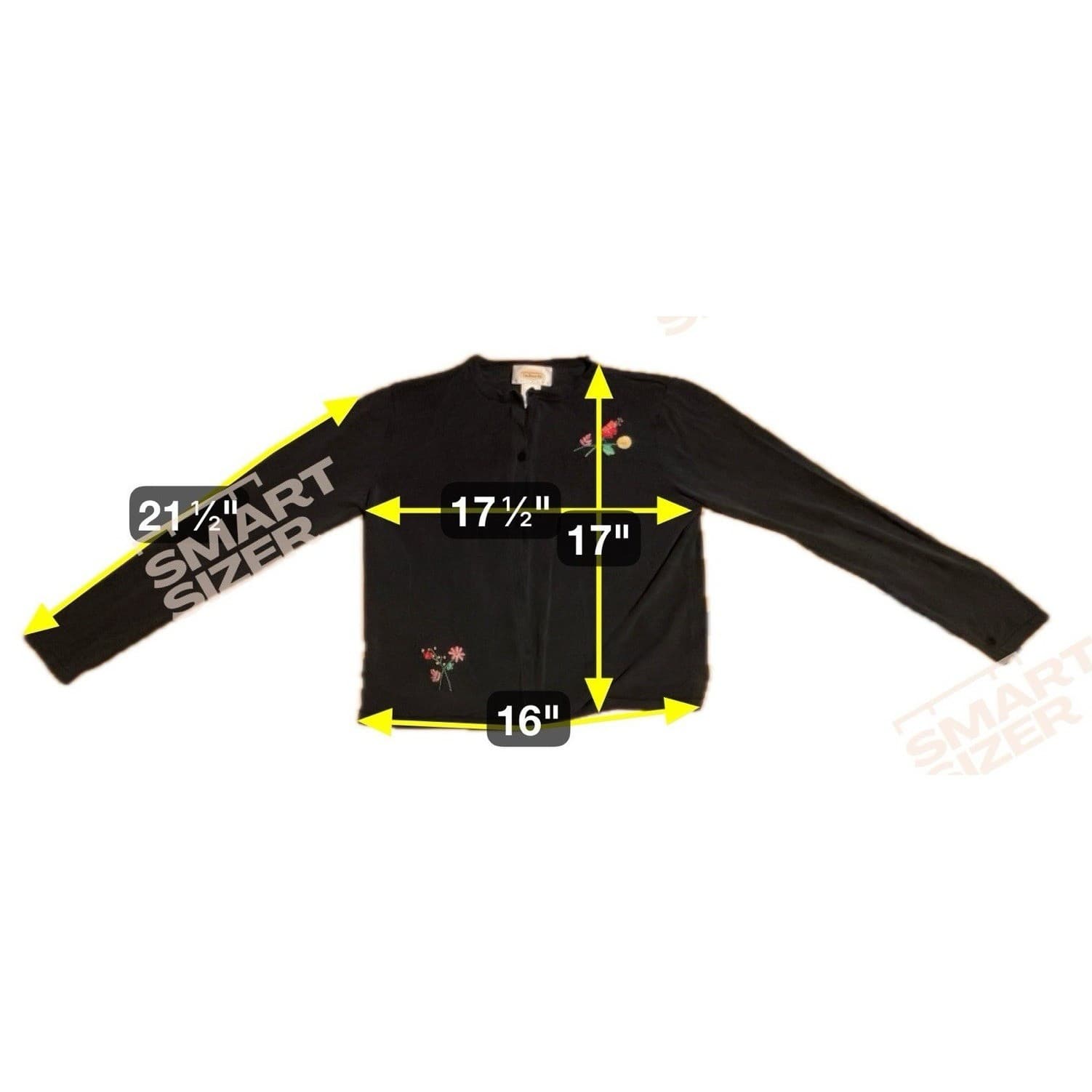 Talbots Petites Black Floral Embroidered Button Front Cardigan, Woman's Size 6P - Thumbnail 2