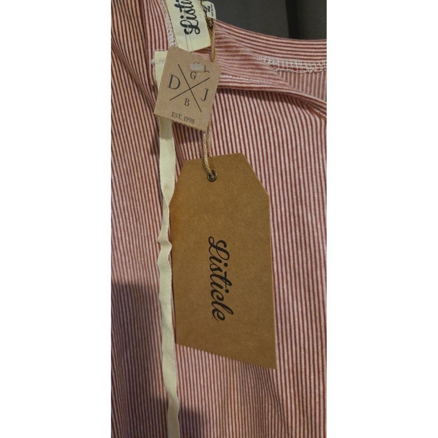 Listicle Pink White Striped Ruffle Sleeve Shift Mini Dress, Women's Large NWT - Thumbnail 6