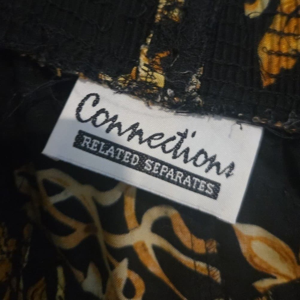 Connections Related Separates Black Gold Baroque Floral Scroll Midi Skirt Womens - Thumbnail 5