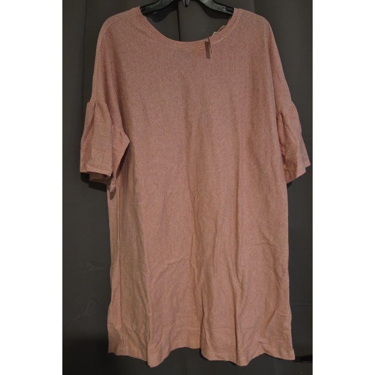 Listicle Pink White Striped Ruffle Sleeve Shift Mini Dress, Women's Large NWT - Thumbnail 3
