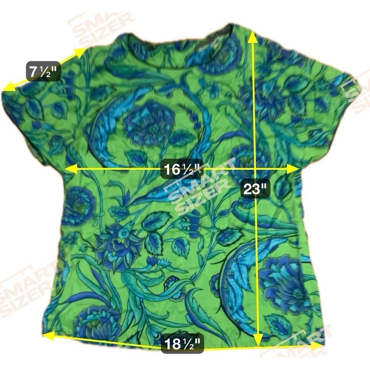 Breckenridge Petites Green Blue Floral Paisley Blouse, Woman's Size 10 Top - Thumbnail 2