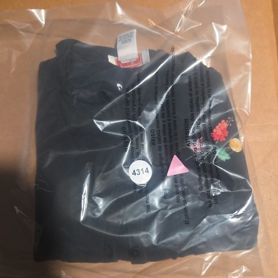 Talbots Petites Black Floral Embroidered Button Front Cardigan, Woman's Size 6P - Thumbnail 8