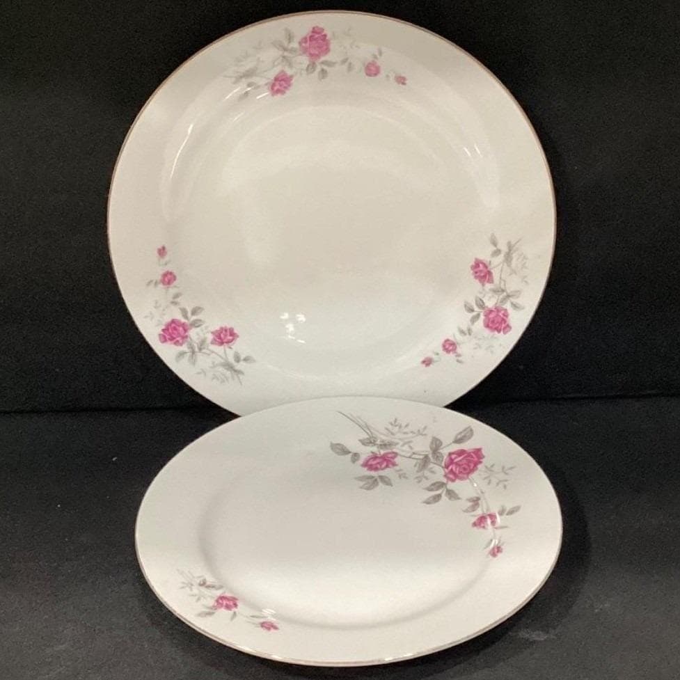 Foshan China Wedding Rose Dinner & Salad Plate, Set of 2, Vintage Dinnerware - Thumbnail 10