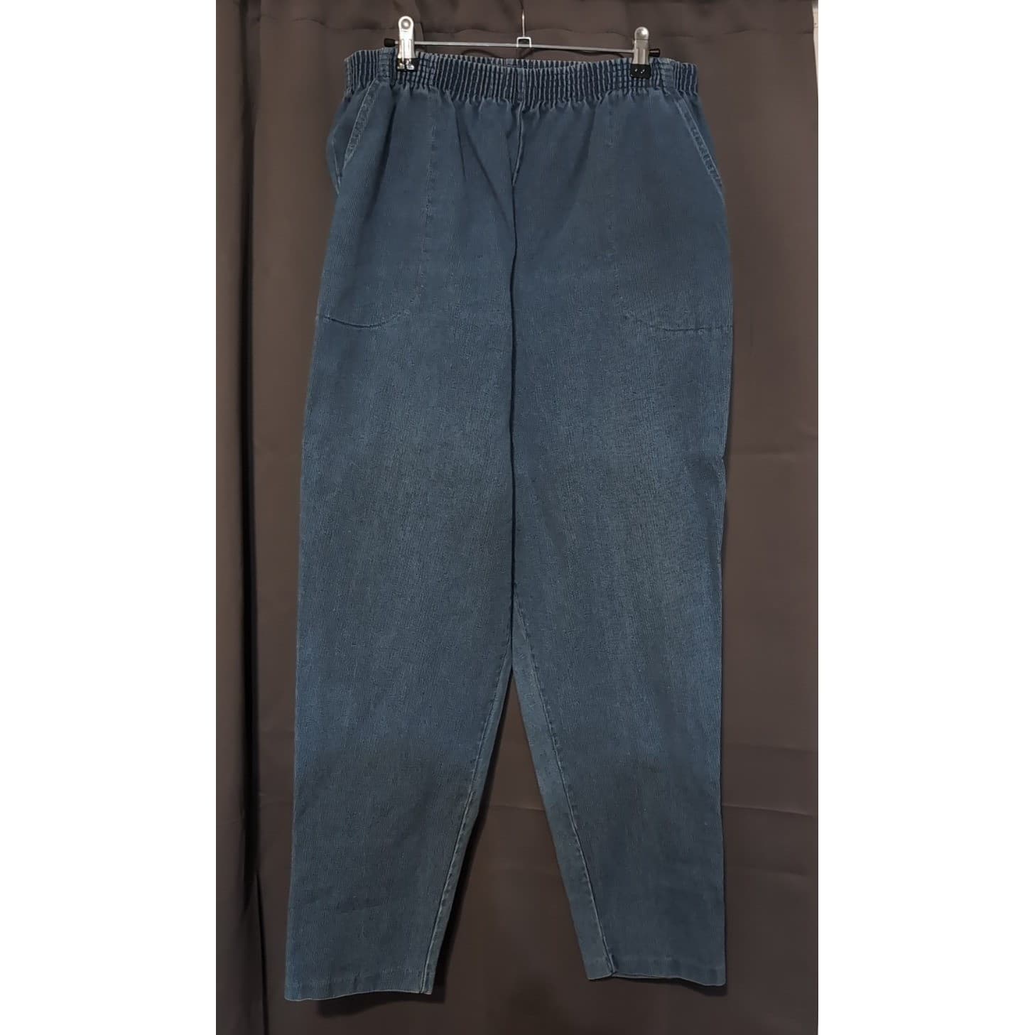 Season Ticket Vintage Gray Ribbed Polo Top & Blue Pants Set, Women's Size L/16 - Thumbnail 9