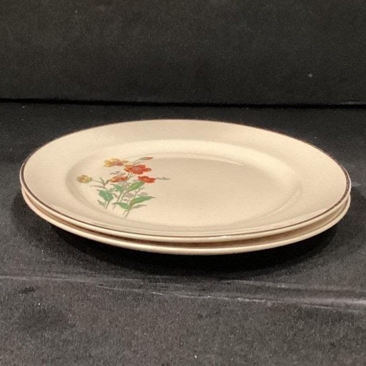 Universal Cambridge Camwood Salad Plates, Set of 2, Vtg Ivory Floral Dinnerware - Thumbnail 7