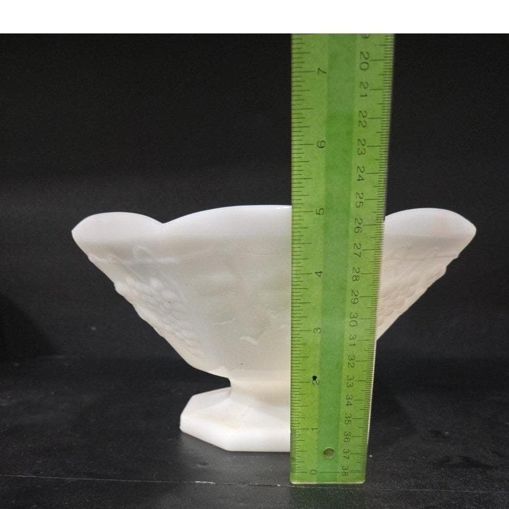 Anchor Hocking White Milk Glass Pedestal Bowl, Harvest Grape Compote, Home Decor - Thumbnail 2