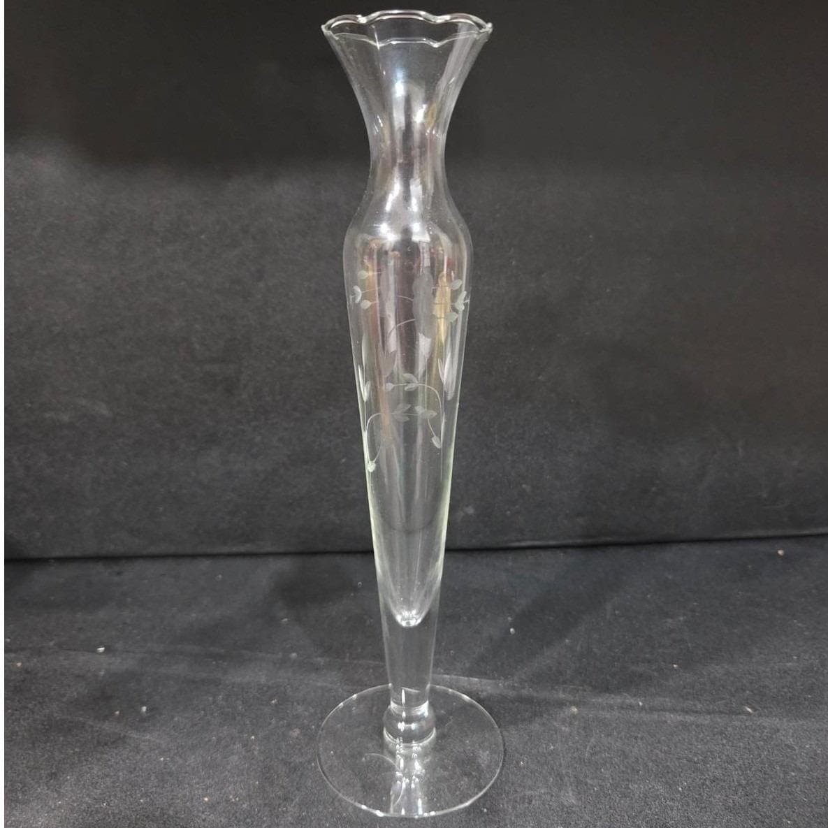 Princess House Heritage Bud Vase, Vintage Etched Floral Crystal Flower Holder - Thumbnail 7