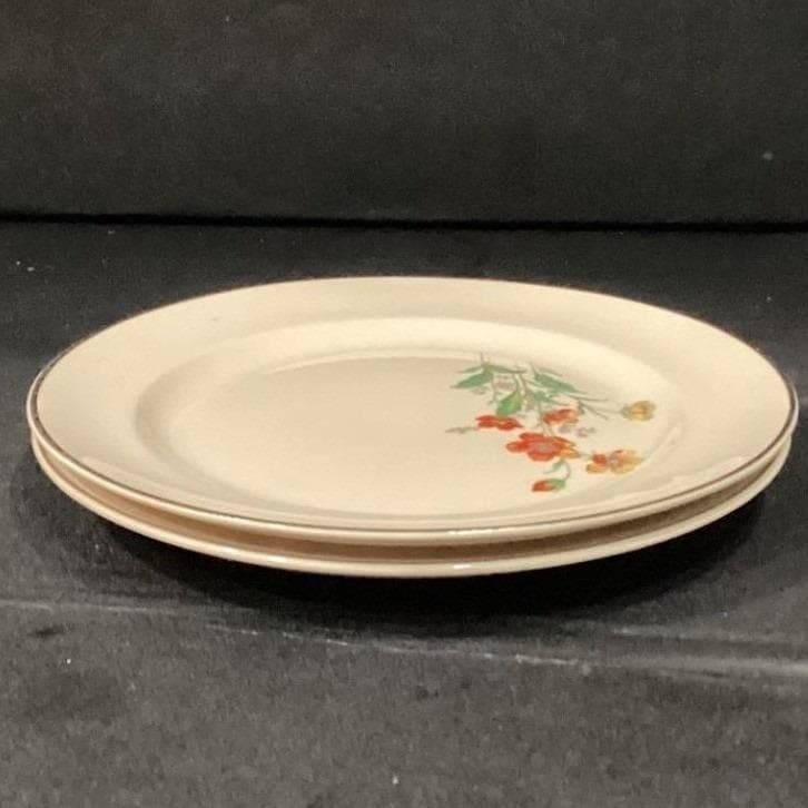 Universal Cambridge Camwood Salad Plates, Set of 2, Vtg Ivory Floral Dinnerware - Thumbnail 9