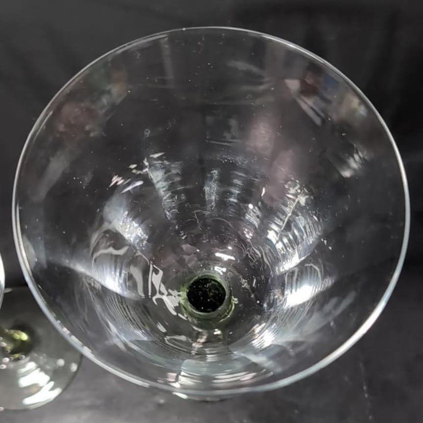 Block Hand Blown Green Melody Goblets, Set Of 2, Vintage Optic Design Glasses - Thumbnail 7