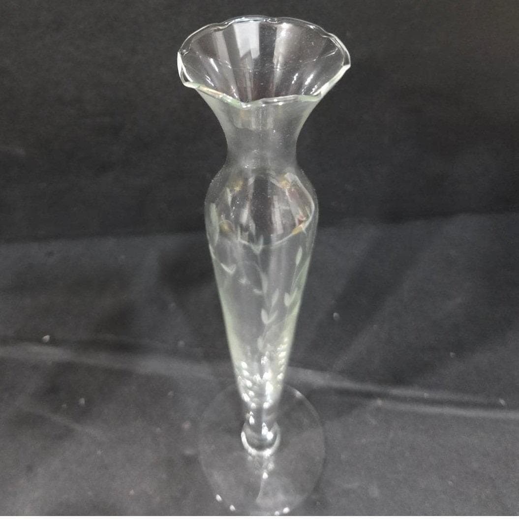Princess House Heritage Bud Vase, Vintage Etched Floral Crystal Flower Holder - Thumbnail 9