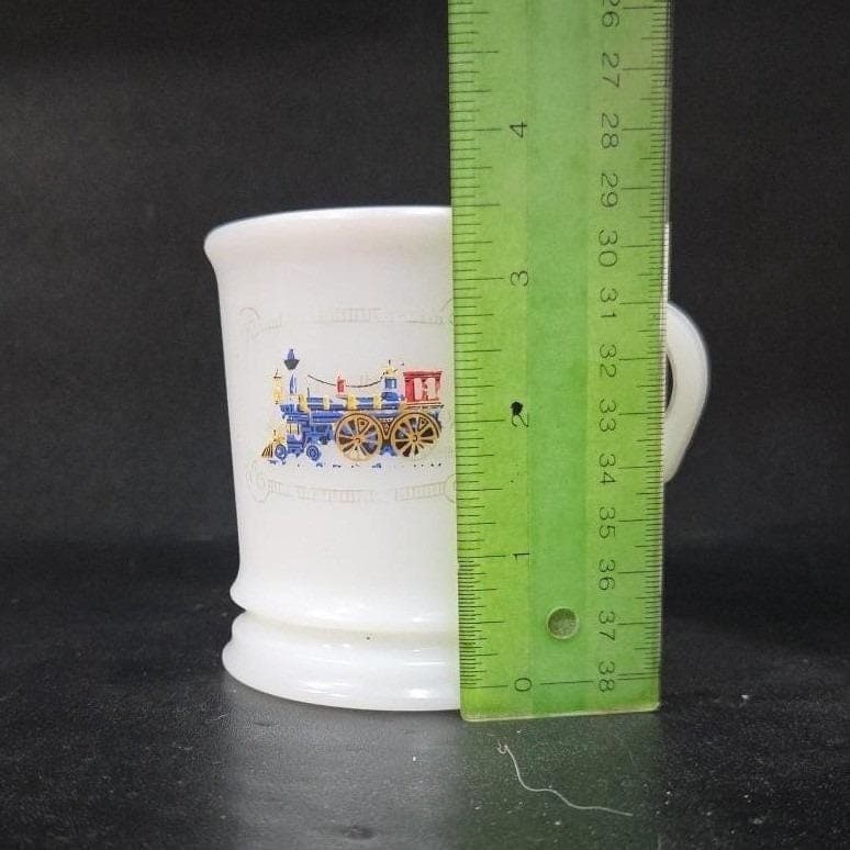 Avon Locomotive Shaving Mug, Milk Glass Cup, Vtg Collectible, White Shaving Mug - Thumbnail 2