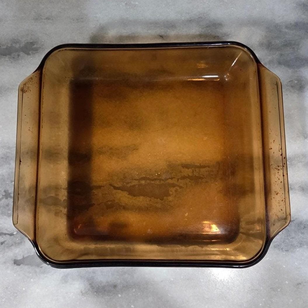 Anchor Hocking 8" Amber Baking Dish, 2 Qt Square Glass Casserole, Vtg Bakeware - Thumbnail 7