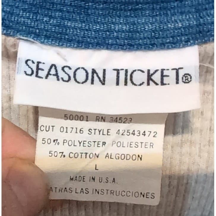 Season Ticket Vintage Gray Ribbed Polo Top & Blue Pants Set, Women's Size L/16 - Thumbnail 6