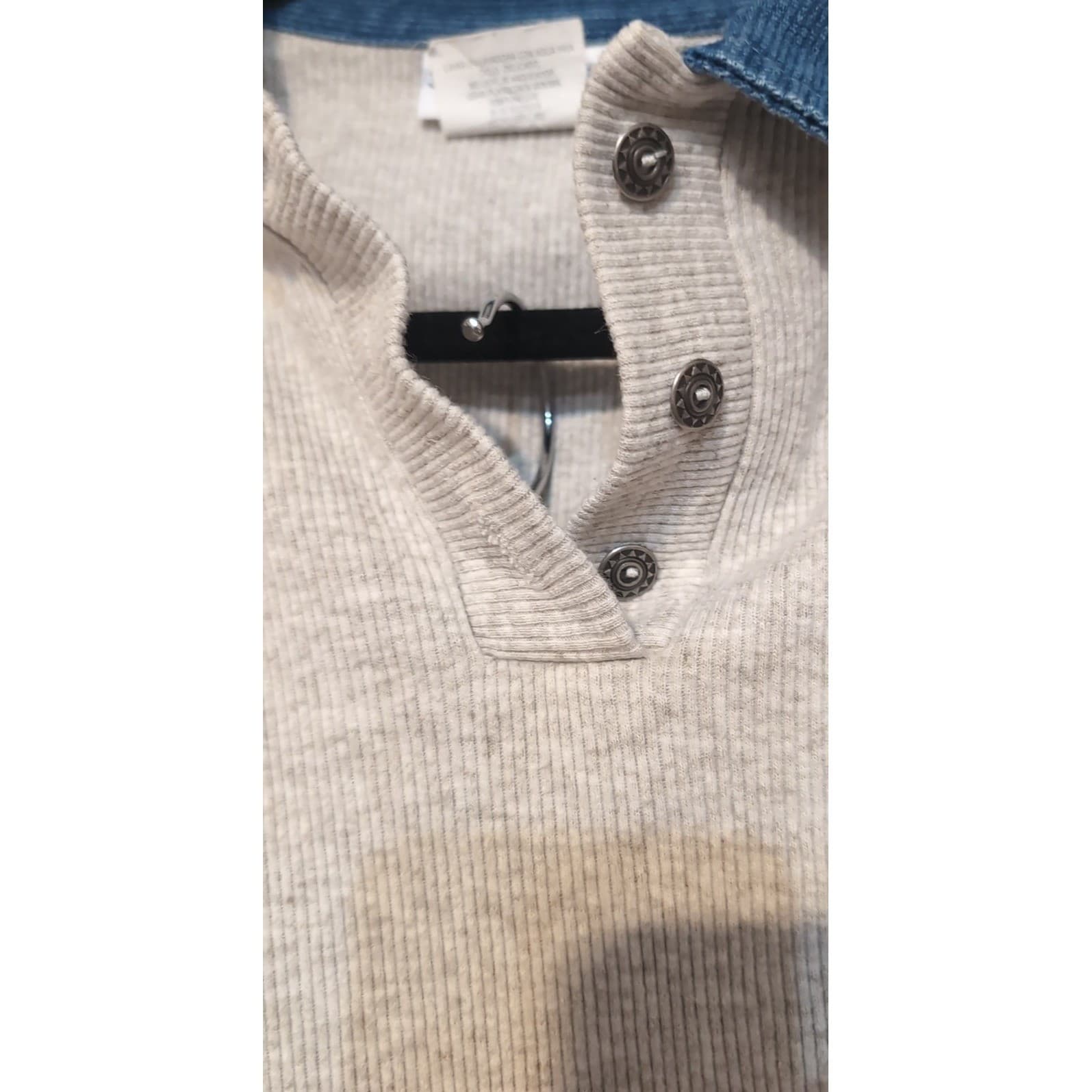 Season Ticket Vintage Gray Ribbed Polo Top & Blue Pants Set, Women's Size L/16 - Thumbnail 8
