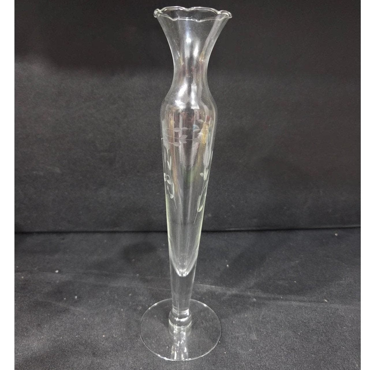 Princess House Heritage Bud Vase, Vintage Etched Floral Crystal Flower Holder - Thumbnail 6