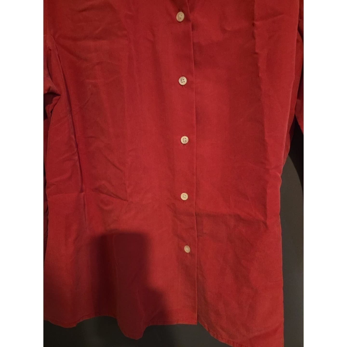 Liz Claiborne Lizsport Red Button Down Shirt 3/4 Sleeve Rayon Blend Womens Large - Thumbnail 6