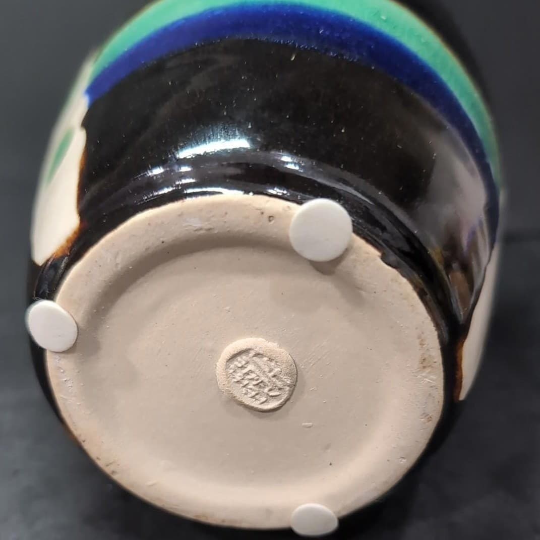 Marked Modernist Porcelain Vase, Vintage Chinese Inspired Jug Asian Accent Decor - Thumbnail 8