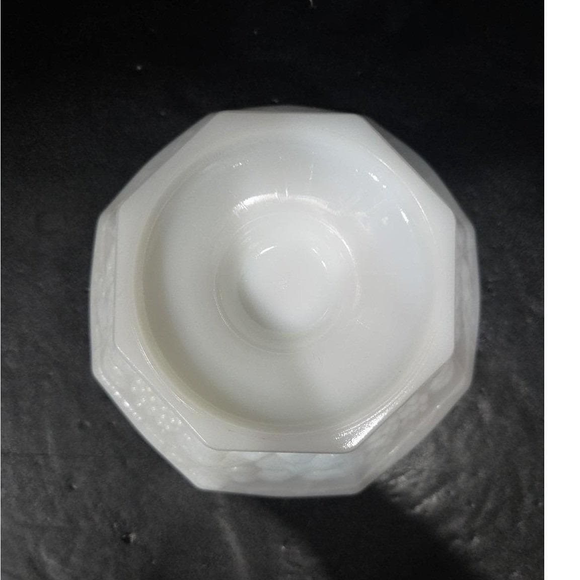 Anchor Hocking White Milk Glass Pedestal Bowl, Harvest Grape Compote, Home Decor - Thumbnail 6