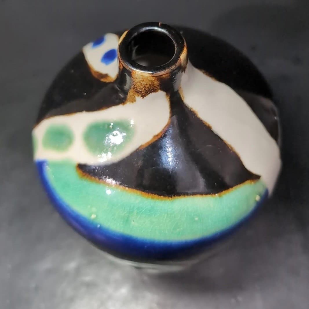 Marked Modernist Porcelain Vase, Vintage Chinese Inspired Jug Asian Accent Decor - Thumbnail 6