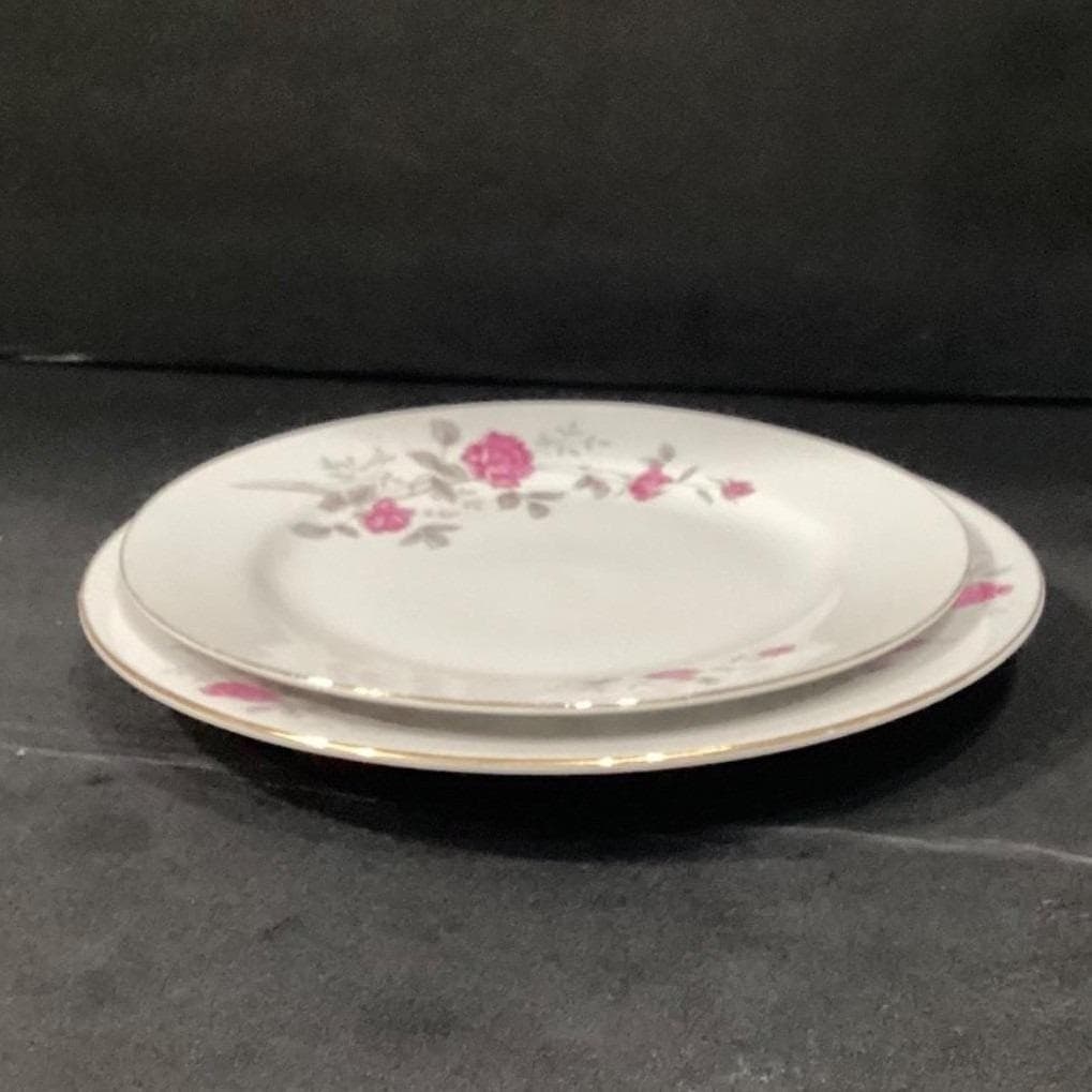 Foshan China Wedding Rose Dinner & Salad Plate, Set of 2, Vintage Dinnerware - Thumbnail 14
