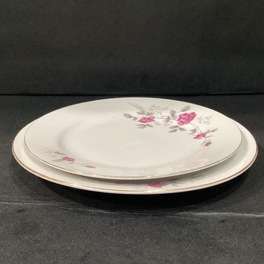 Foshan China Wedding Rose Dinner & Salad Plate, Set of 2, Vintage Dinnerware - Thumbnail 13