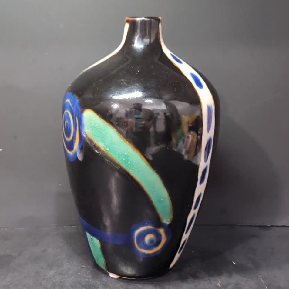 Marked Modernist Porcelain Vase, Vintage Chinese Inspired Jug Asian Accent Decor - Thumbnail 3