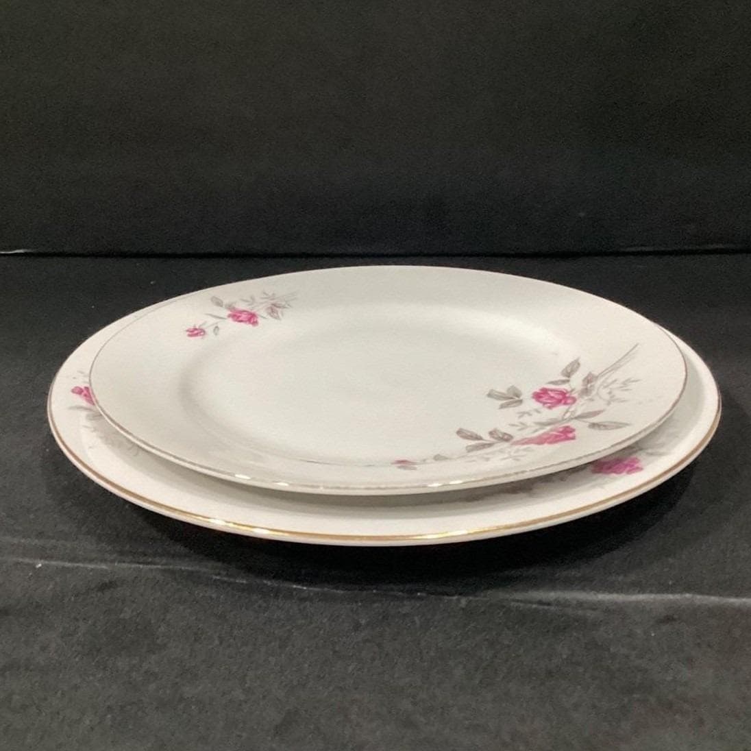 Foshan China Wedding Rose Dinner & Salad Plate, Set of 2, Vintage Dinnerware - Thumbnail 12