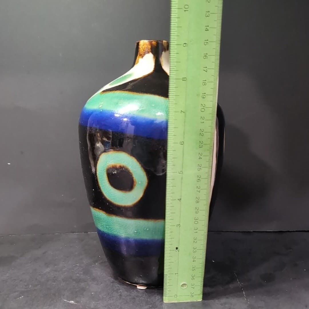Marked Modernist Porcelain Vase, Vintage Chinese Inspired Jug Asian Accent Decor - Thumbnail 9