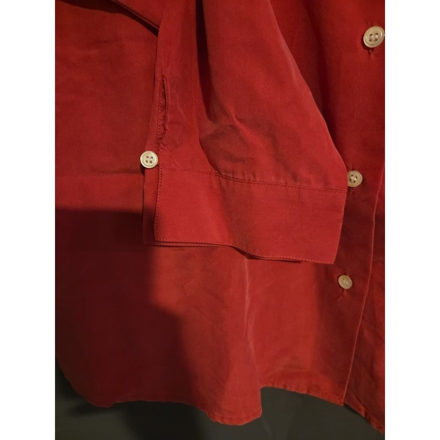 Liz Claiborne Lizsport Red Button Down Shirt 3/4 Sleeve Rayon Blend Womens Large - Thumbnail 7