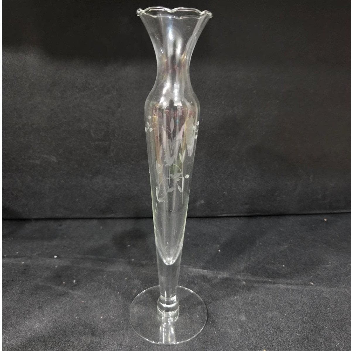 Princess House Heritage Bud Vase, Vintage Etched Floral Crystal Flower Holder - Thumbnail 5