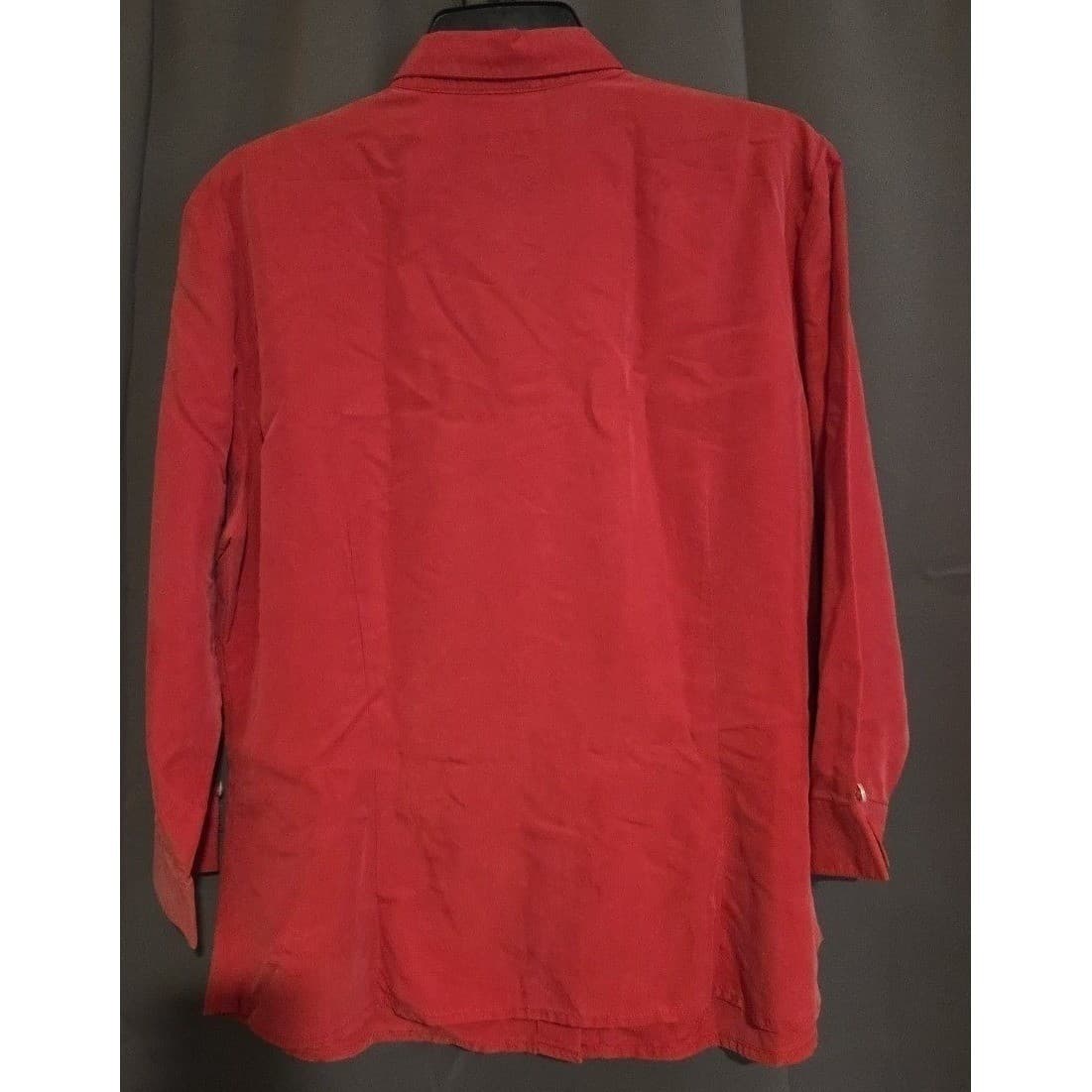 Liz Claiborne Lizsport Red Button Down Shirt 3/4 Sleeve Rayon Blend Womens Large - Thumbnail 4