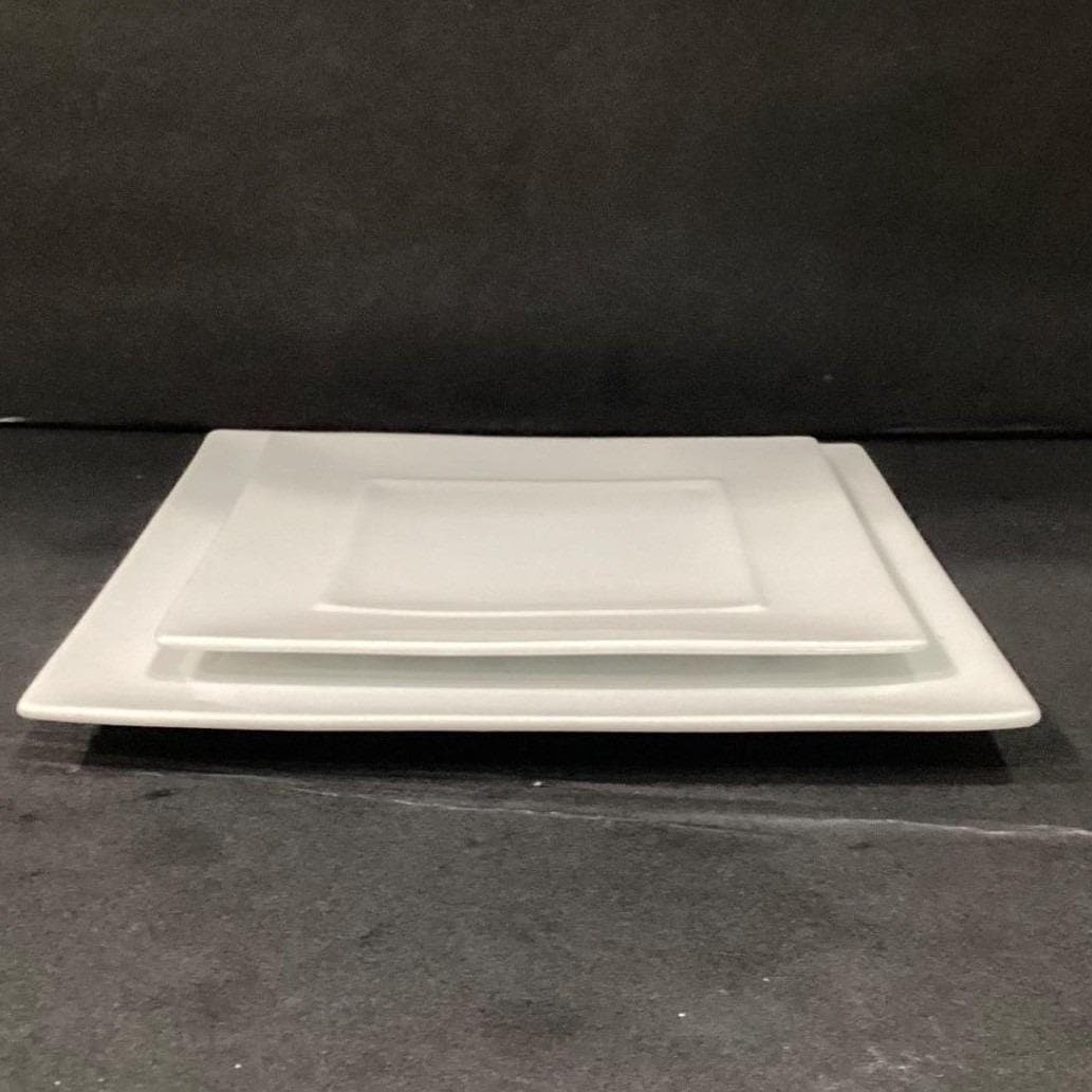 CB2 Crate & Barrel White Square Salad and Dinner Plates, Two Piece Dinnerware - Thumbnail 13