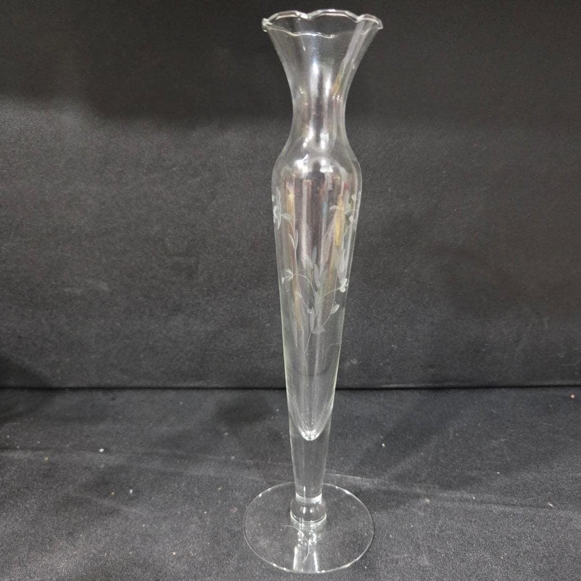 Princess House Heritage Bud Vase, Vintage Etched Floral Crystal Flower Holder - Thumbnail 8