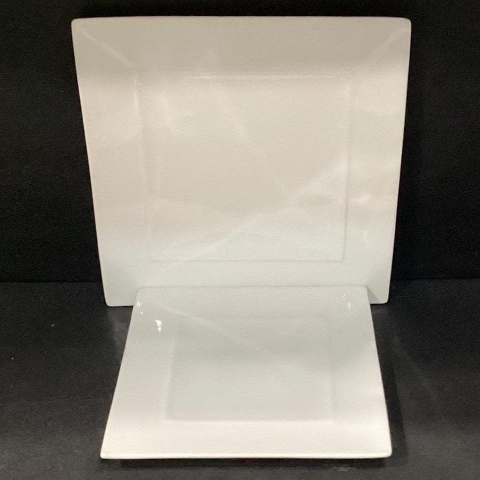 CB2 Crate & Barrel White Square Salad and Dinner Plates, Two Piece Dinnerware - Thumbnail 10
