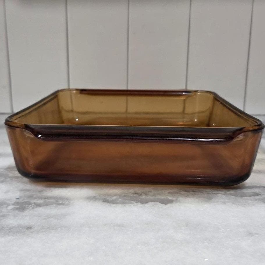 Anchor Hocking 8" Amber Baking Dish, 2 Qt Square Glass Casserole, Vtg Bakeware - Thumbnail 12