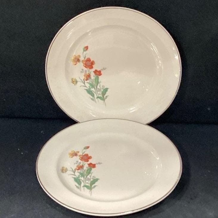 Universal Cambridge Camwood Salad Plates, Set of 2, Vtg Ivory Floral Dinnerware - Thumbnail 6