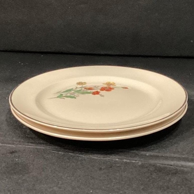 Universal Cambridge Camwood Salad Plates, Set of 2, Vtg Ivory Floral Dinnerware - Thumbnail 10