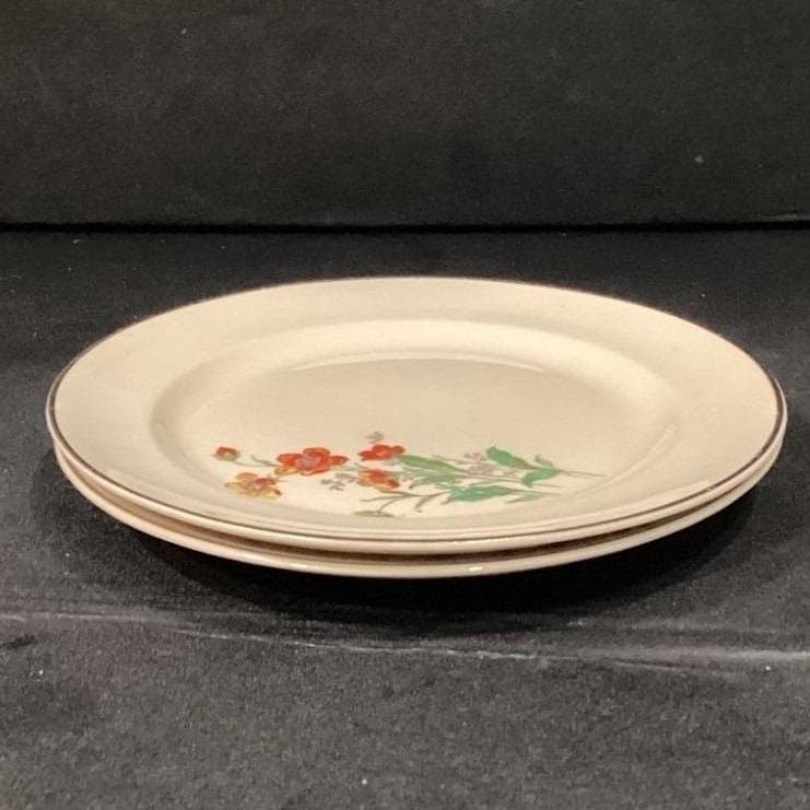 Universal Cambridge Camwood Salad Plates, Set of 2, Vtg Ivory Floral Dinnerware - Thumbnail 8