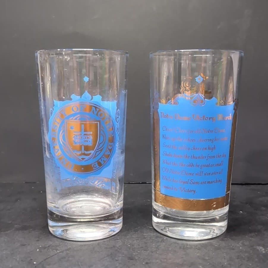Notre Dame Souvenir Tumblers, Set of 2, Victory March Lyrics Design, Glassware - Thumbnail 2