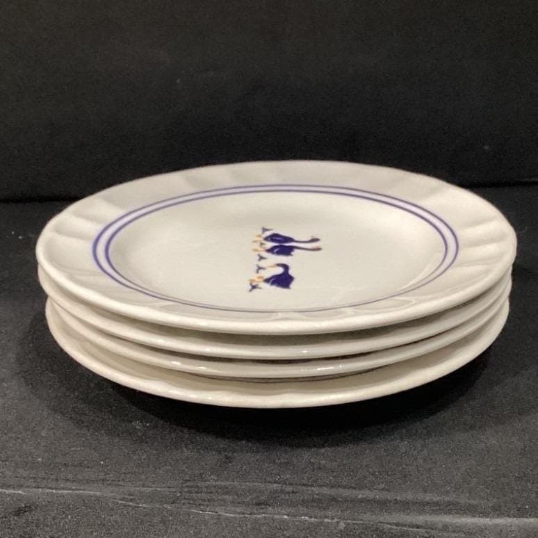 Castellania Goose Salad Plates, Set of 4, Navy Blue & White, Country Dinnerware - Thumbnail 9