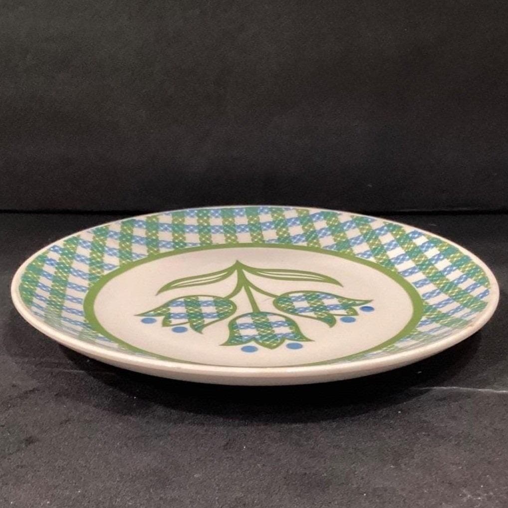Royal USA Gingham Garden Tulip Platter, 11" Chop Plate, Vintage American Pottery - Thumbnail 8