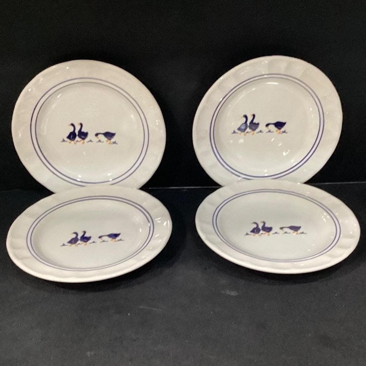 Castellania Goose Salad Plates, Set of 4, Navy Blue & White, Country Dinnerware - Thumbnail 5