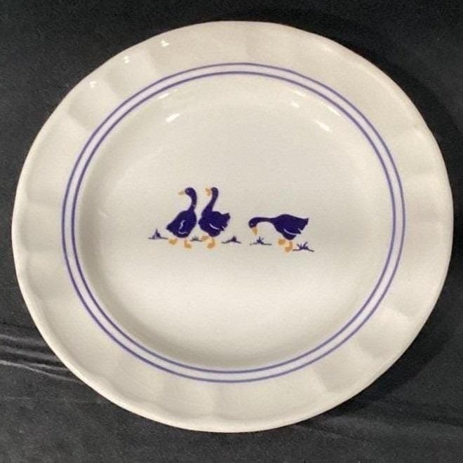 Castellania Goose Salad Plates, Set of 4, Navy Blue & White, Country Dinnerware - Thumbnail 4
