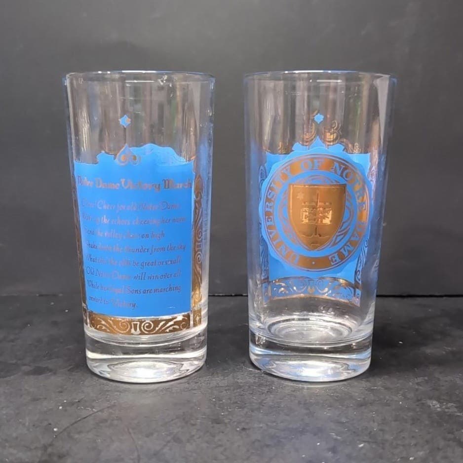 Notre Dame Souvenir Tumblers, Set of 2, Victory March Lyrics Design, Glassware - Thumbnail 4