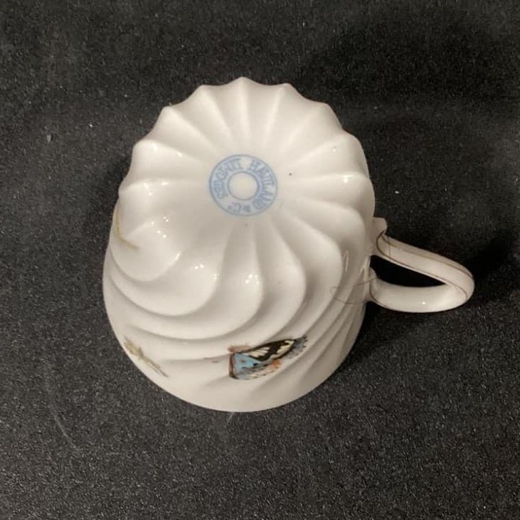 Haviland Limoges Meadow Visitors Demitasse Cup, Vtg Butterflies & Grasses Design - Thumbnail 5