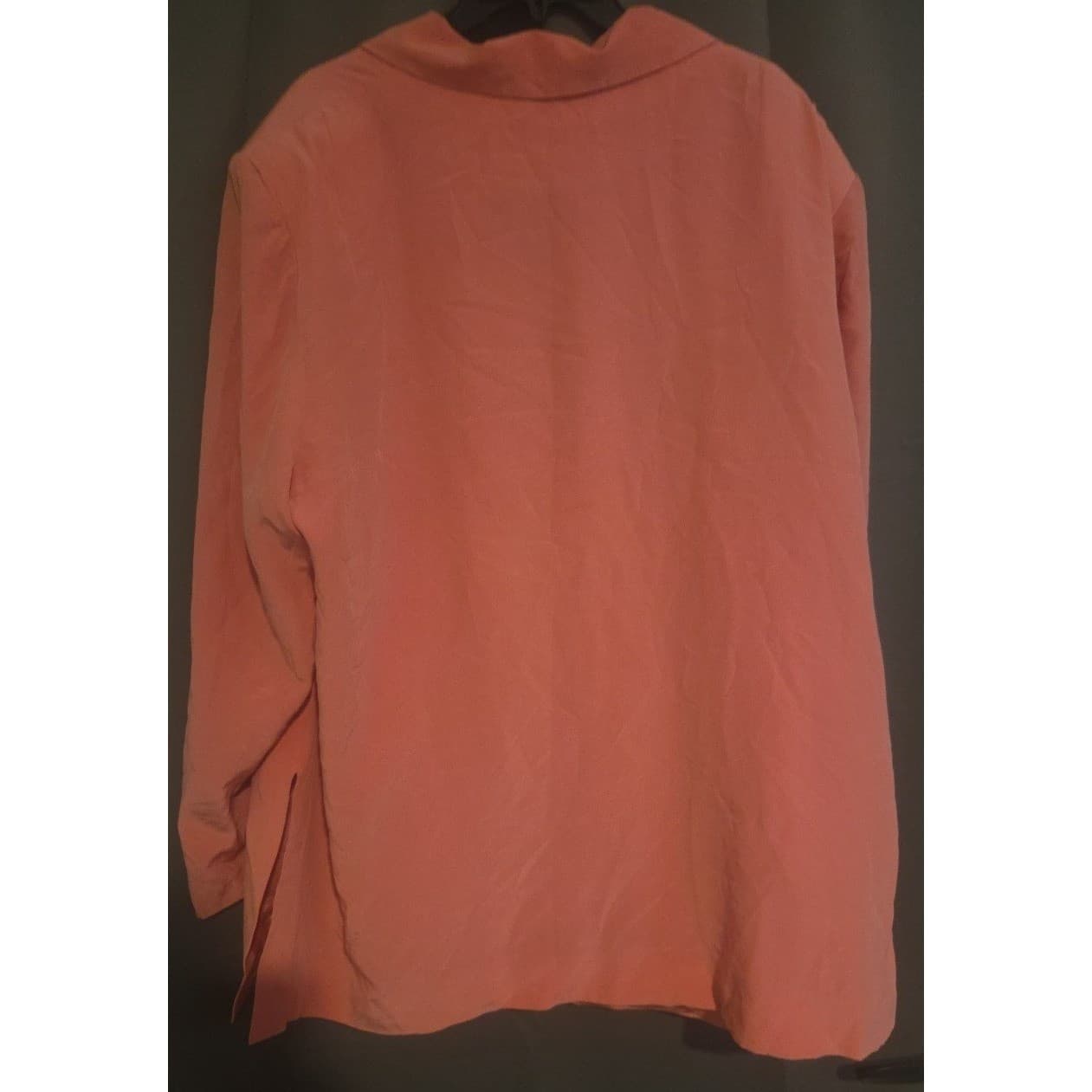 Patrick Collection Coral Pink 100% Silk Button Down Blazer, Women's 26W Jacket - Thumbnail 4