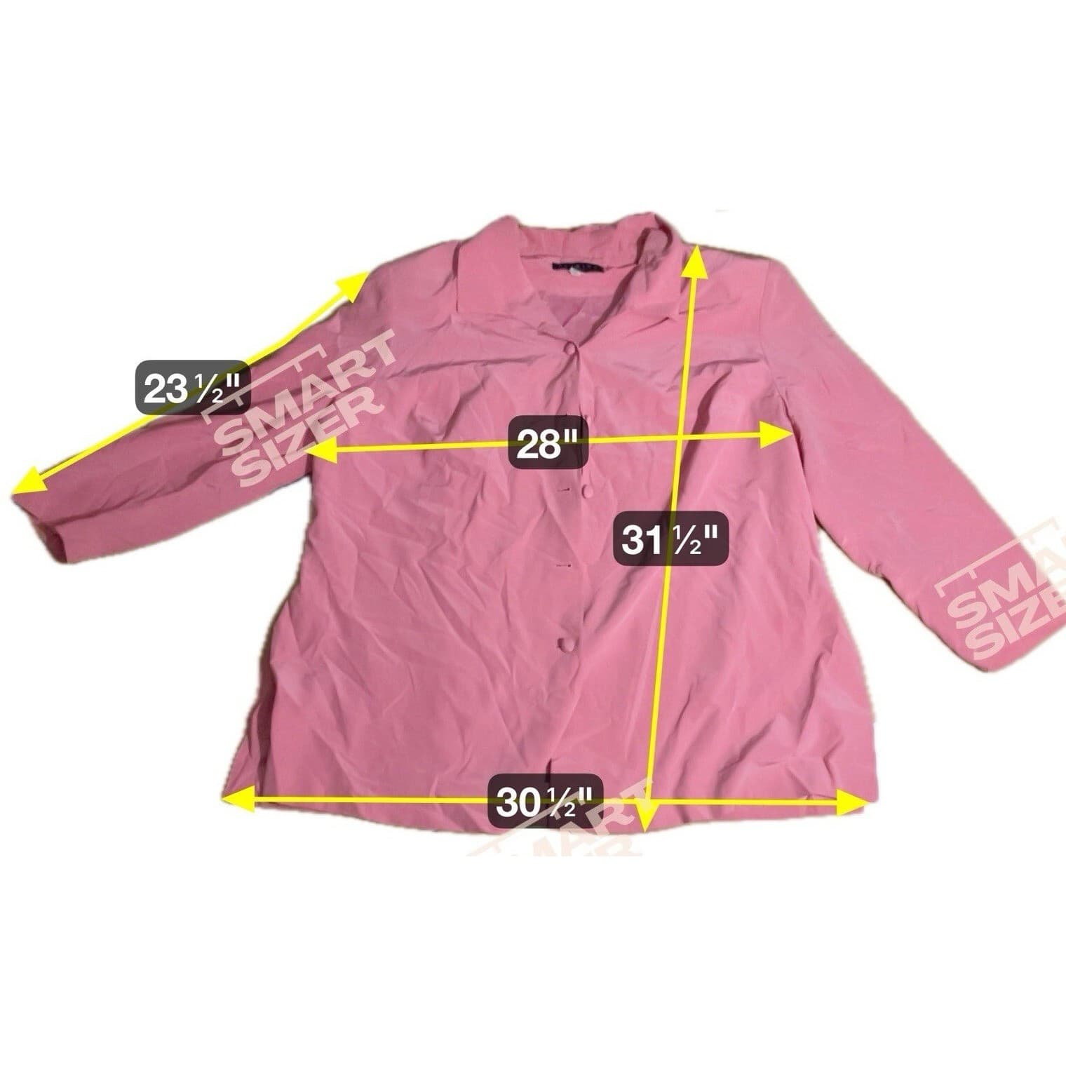 Patrick Collection Coral Pink 100% Silk Button Down Blazer, Women's 26W Jacket - Thumbnail 2