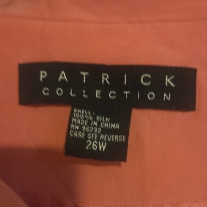 Patrick Collection Coral Pink 100% Silk Button Down Blazer, Women's 26W Jacket - Thumbnail 5