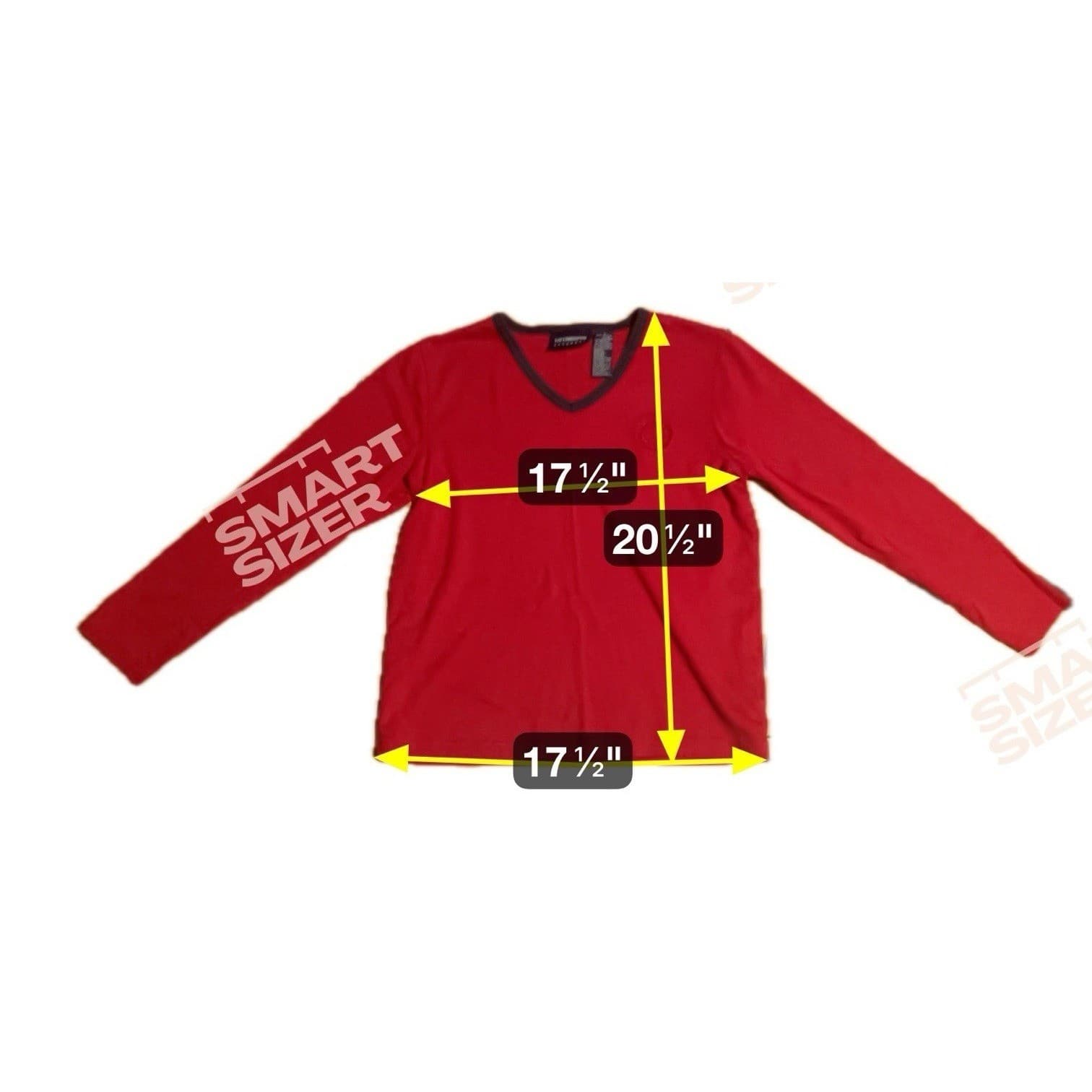 Liz Claiborne Lizsport Red V-Neck Long Sleeve Top Navy Trim, Womens Small - Thumbnail 2