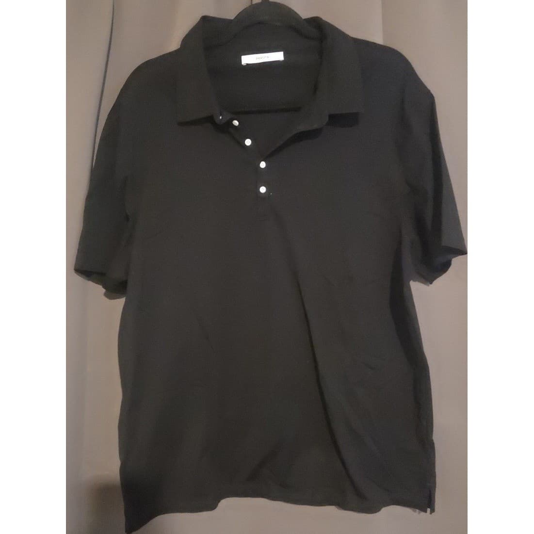 Perona Black Short Sleeve 100% Cotton Polo, 4-Button Placket Shirt, Men's XXL - Thumbnail 3